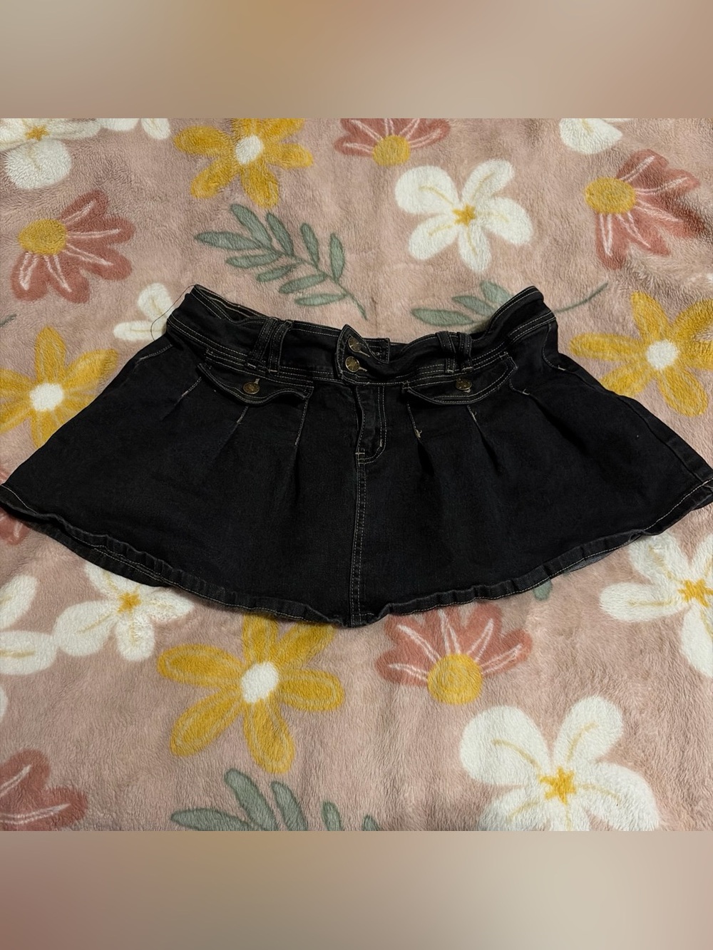 Women’s Black Denim Skirt - Casual Flared Mini